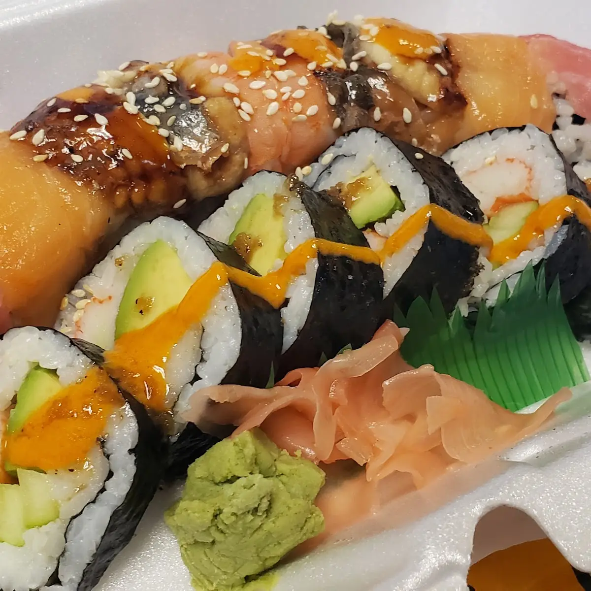 Sunset Roll and Spicy California Roll