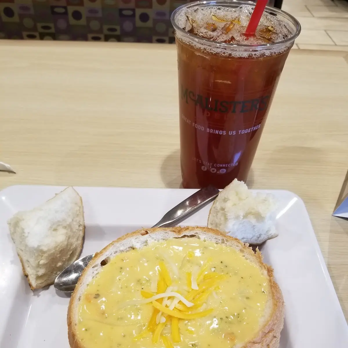 Broccoli Cheddar Soup in a Bread Bowl