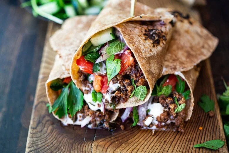 Grilled Lamb & Chicken Wrap, Muse Ivanhoe Cafe