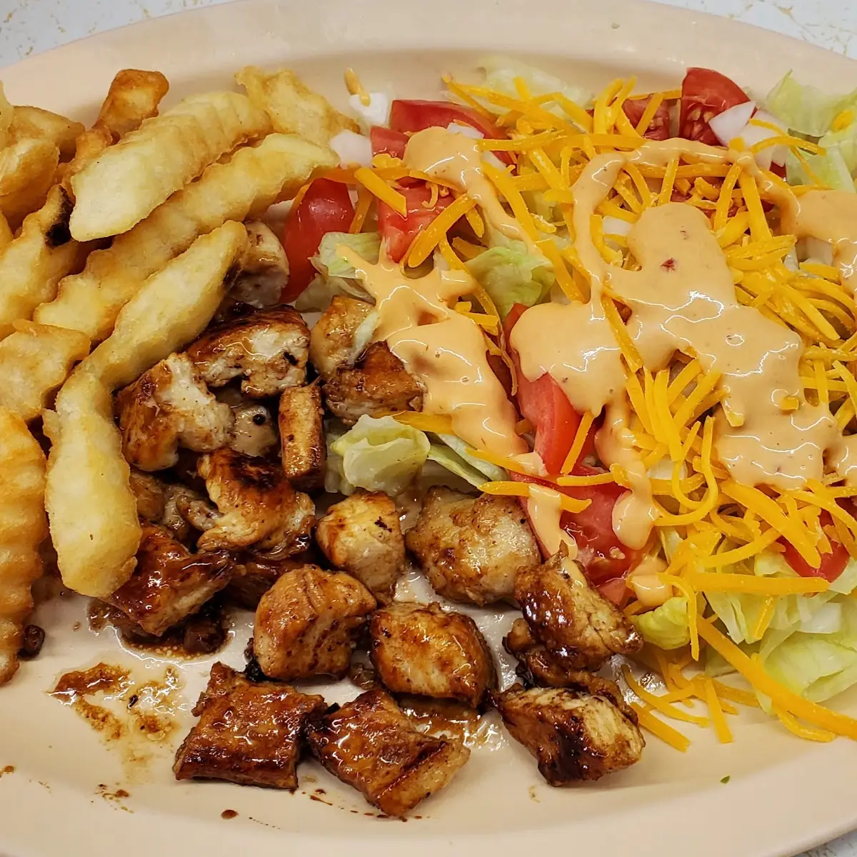 Marinated Chicken Salad with Fries