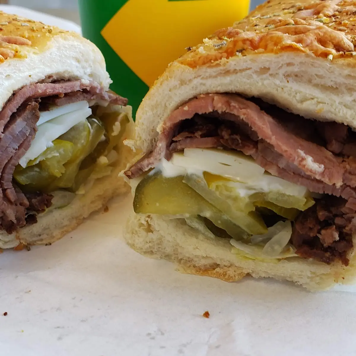 Roast Beef Sub on Cheese Bread