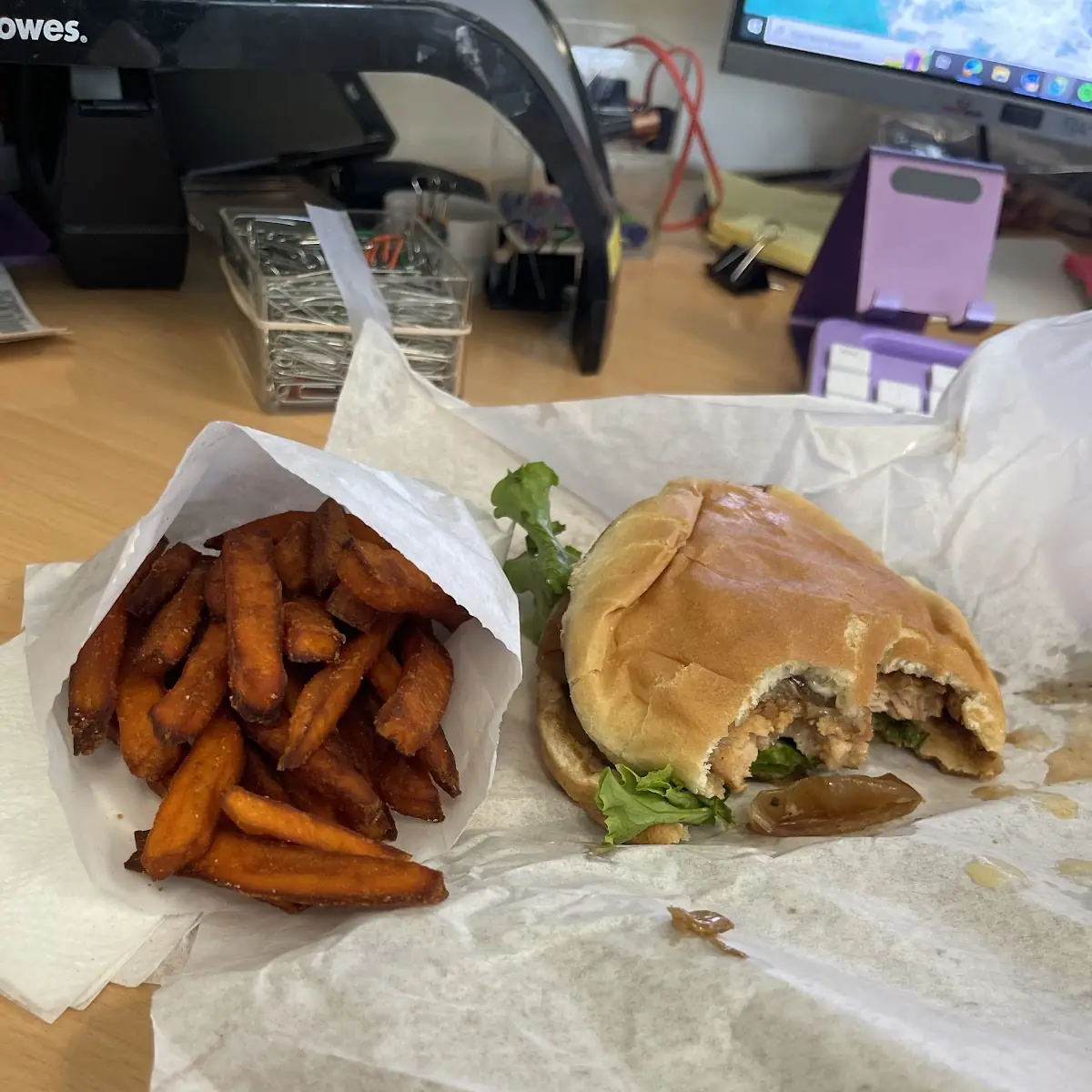 Salmon Burger & Sweet Potato Fries