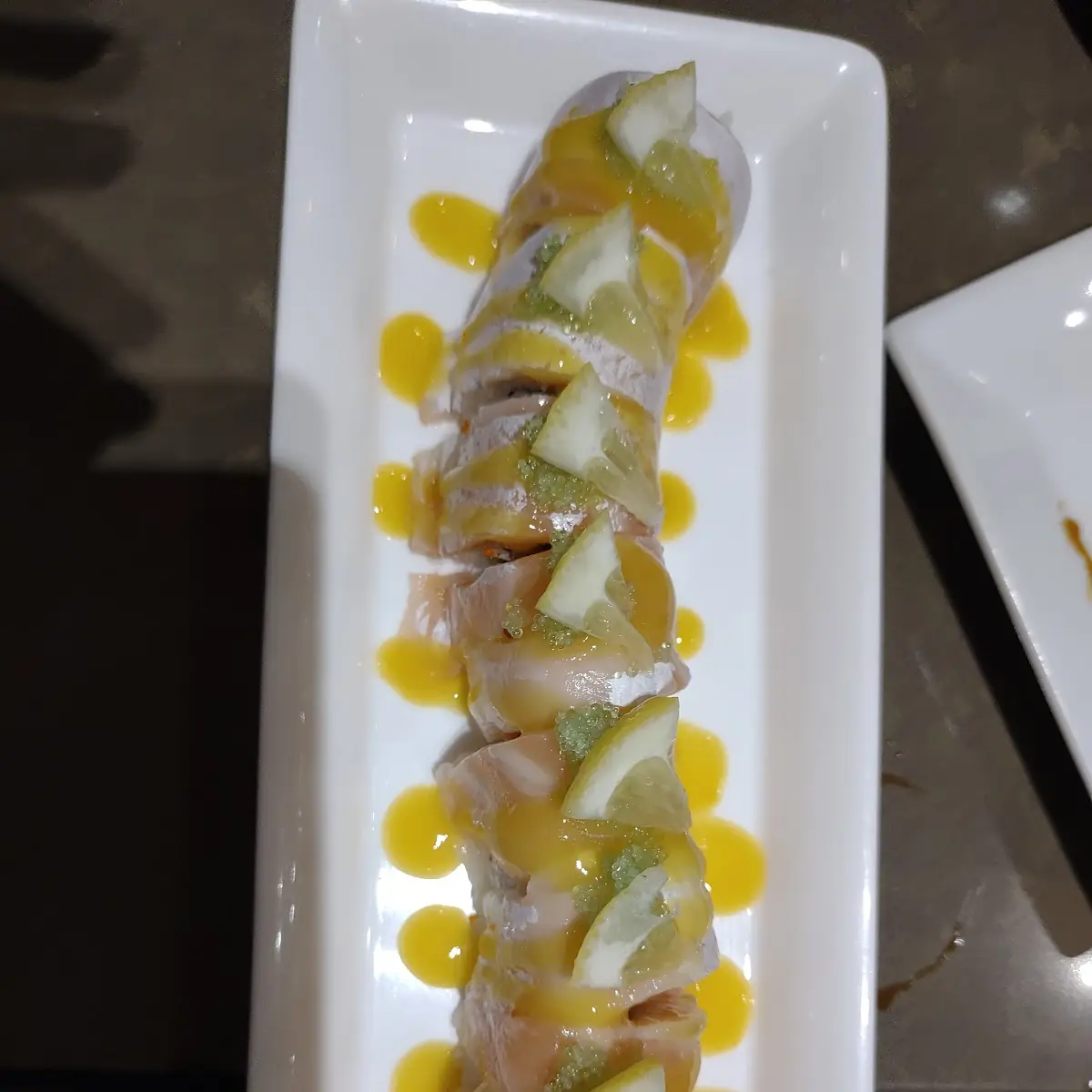 Crsipy Sake Maki with Mango Sauce