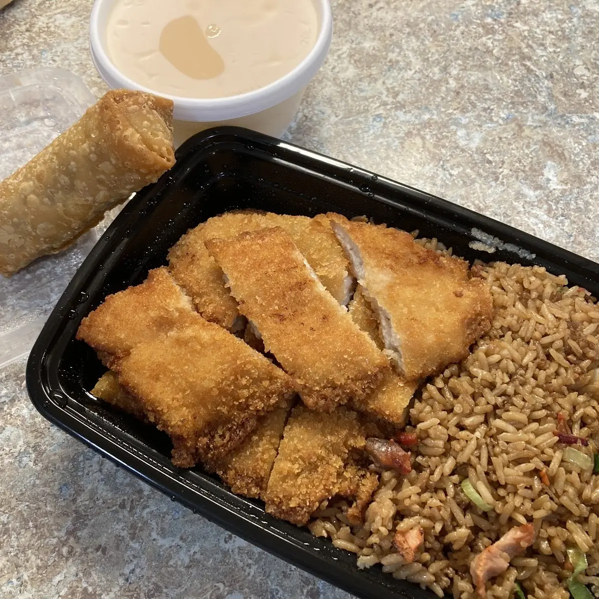 Lemon Chicken with Egg Roll