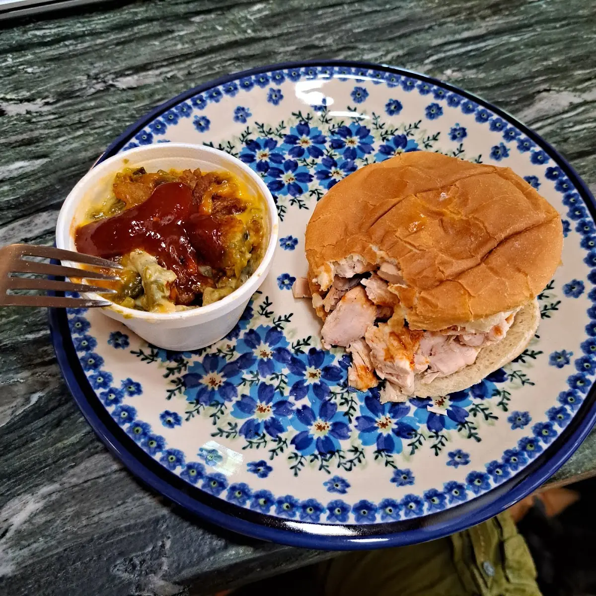 Chopped Chicken Sandwich Side Greenbean Casserole