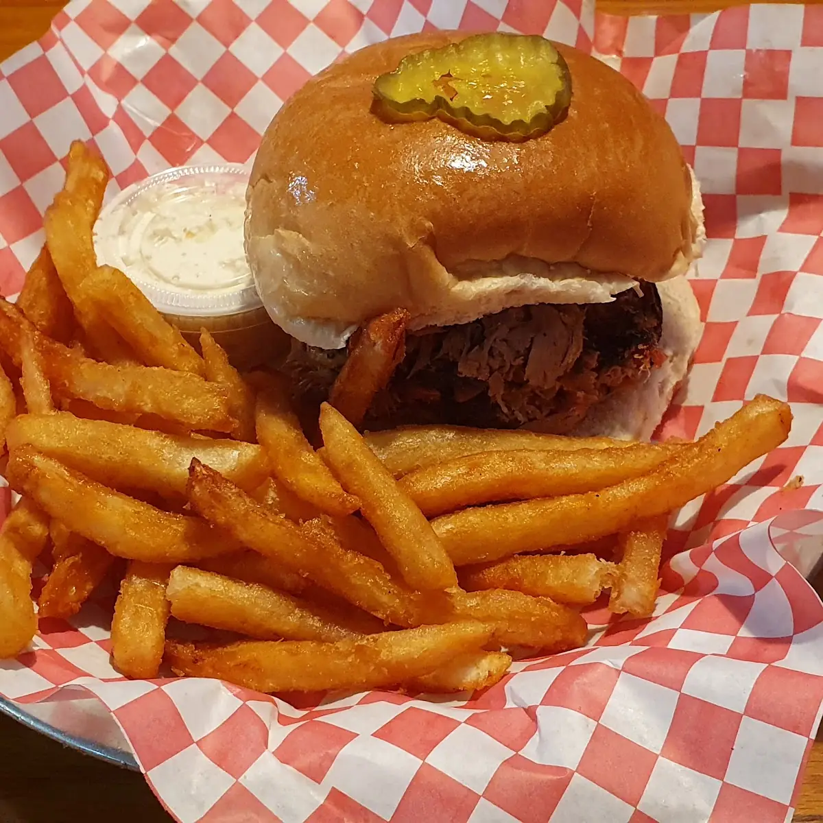 Pork Burger with French Fries