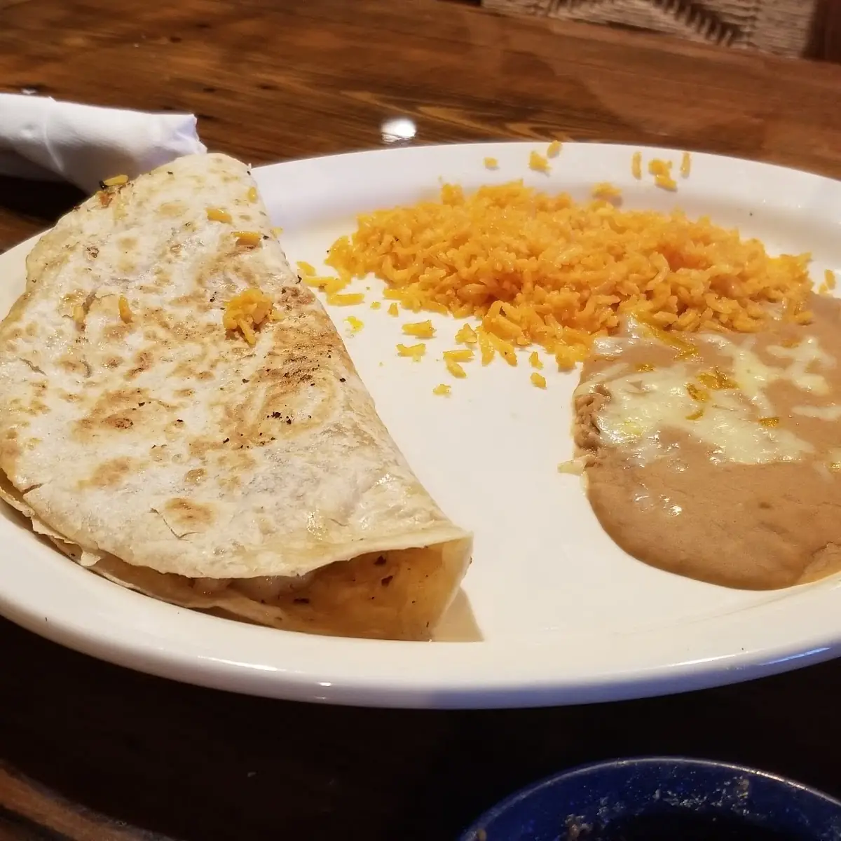 One Chile Relleno & One Quesadilla with Rice & Refried Beans