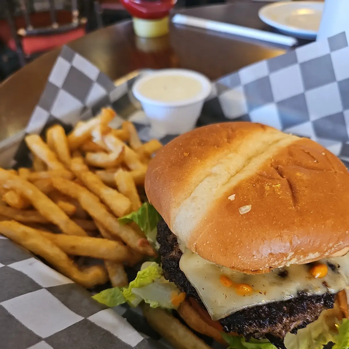 Bacon Jam Burger with Onion Rings