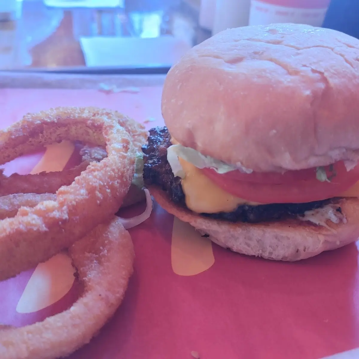 Taco Burger with Onion Rings