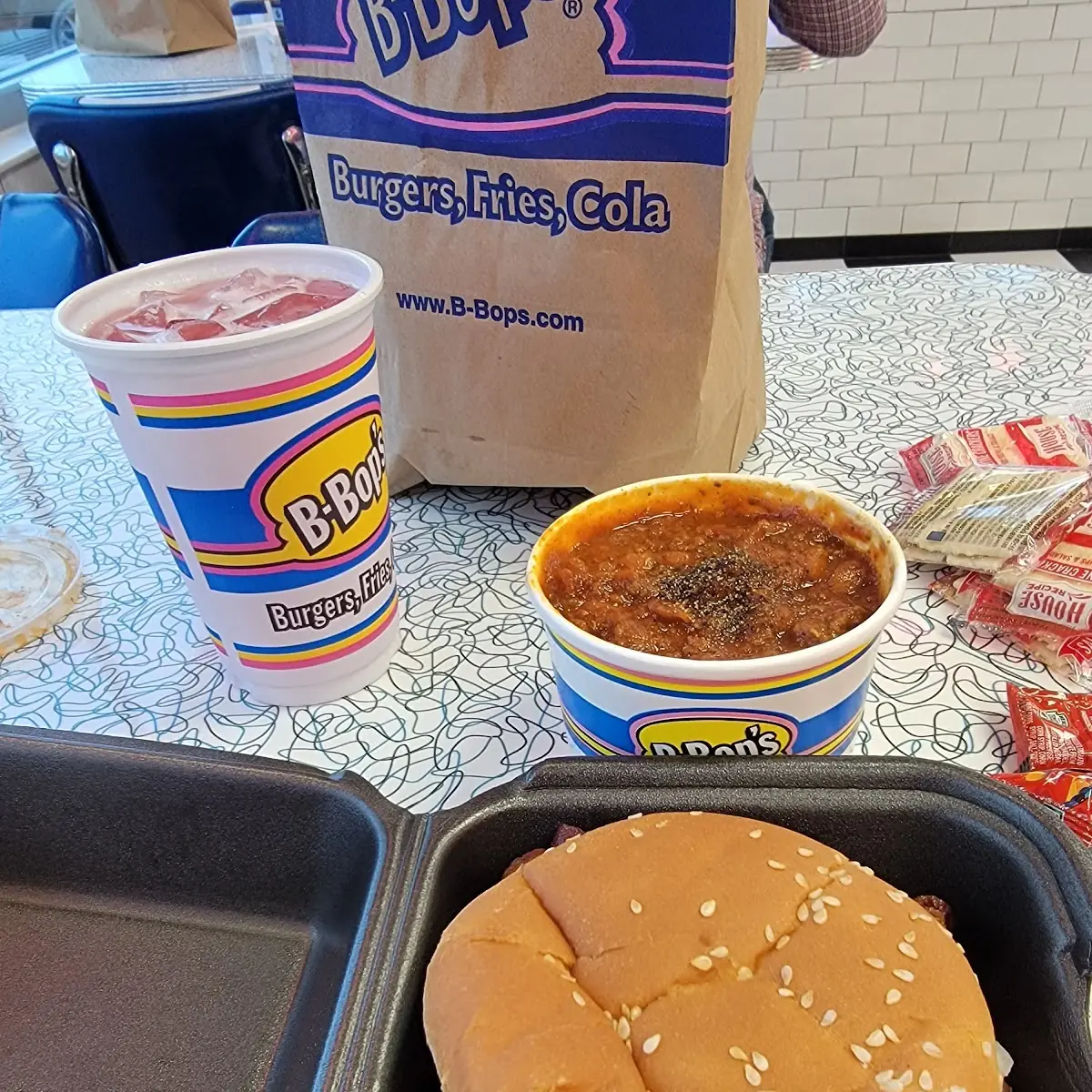 Bacon Cheddar Burger and Chili