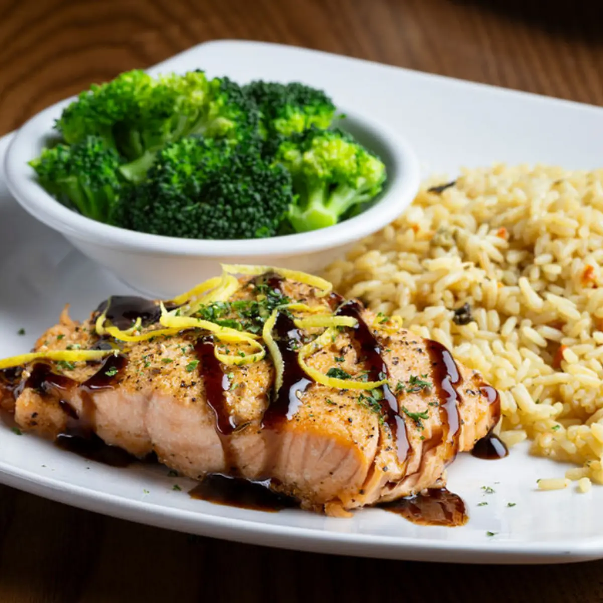 Grilled Salmon with Rice and Broccoli