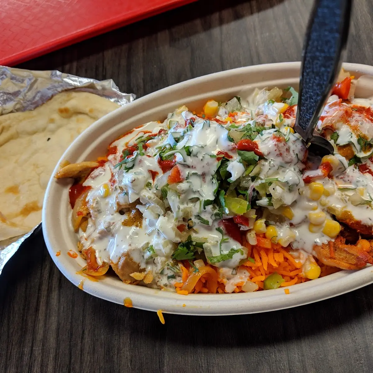 Chicken Bowl and Naan