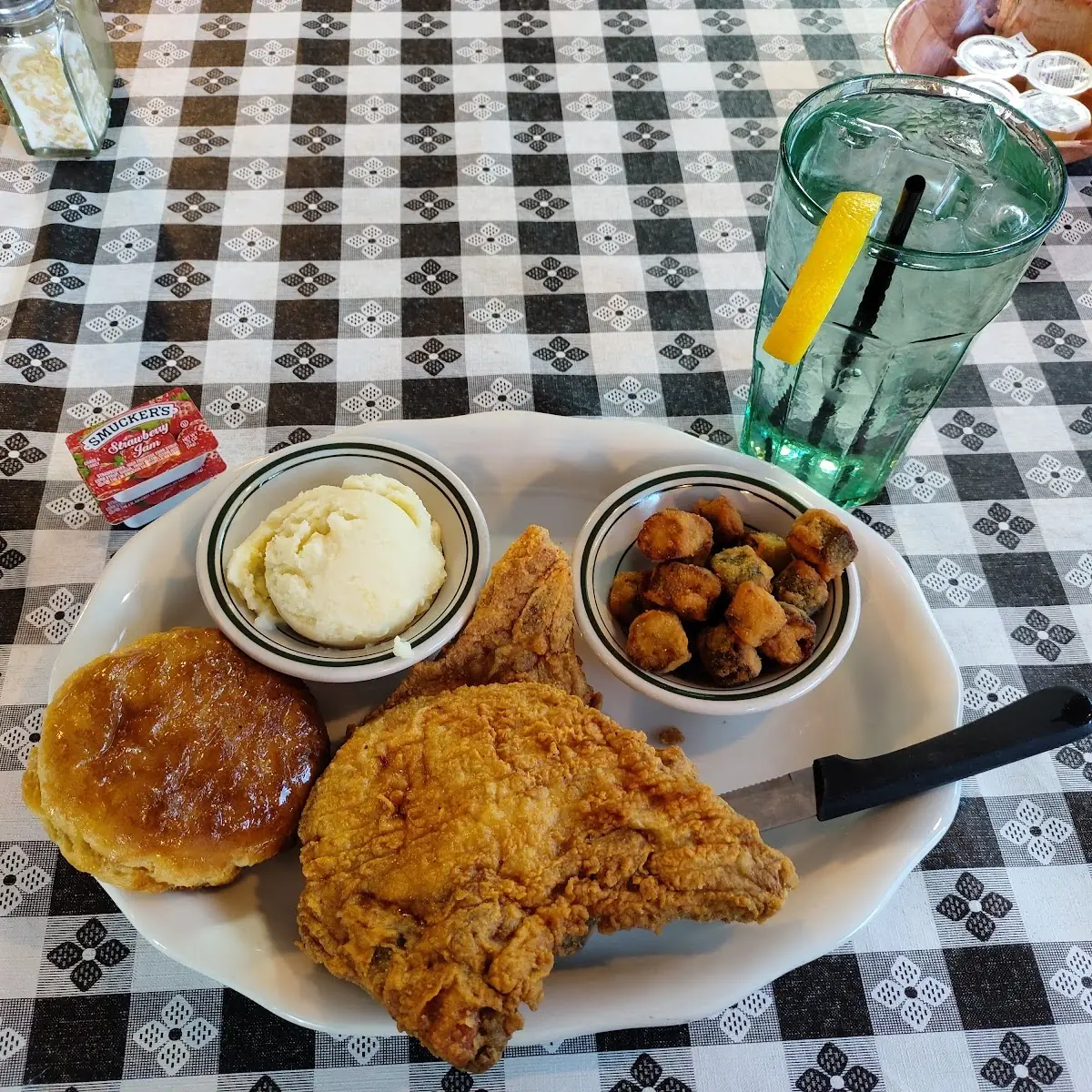 Fried Pork Chops with Fried Okra