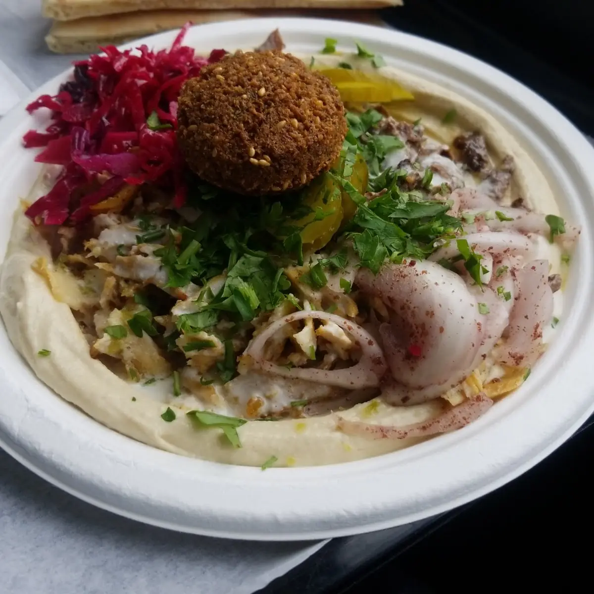 Hummus with Shish Taouk and Shawarma Plate