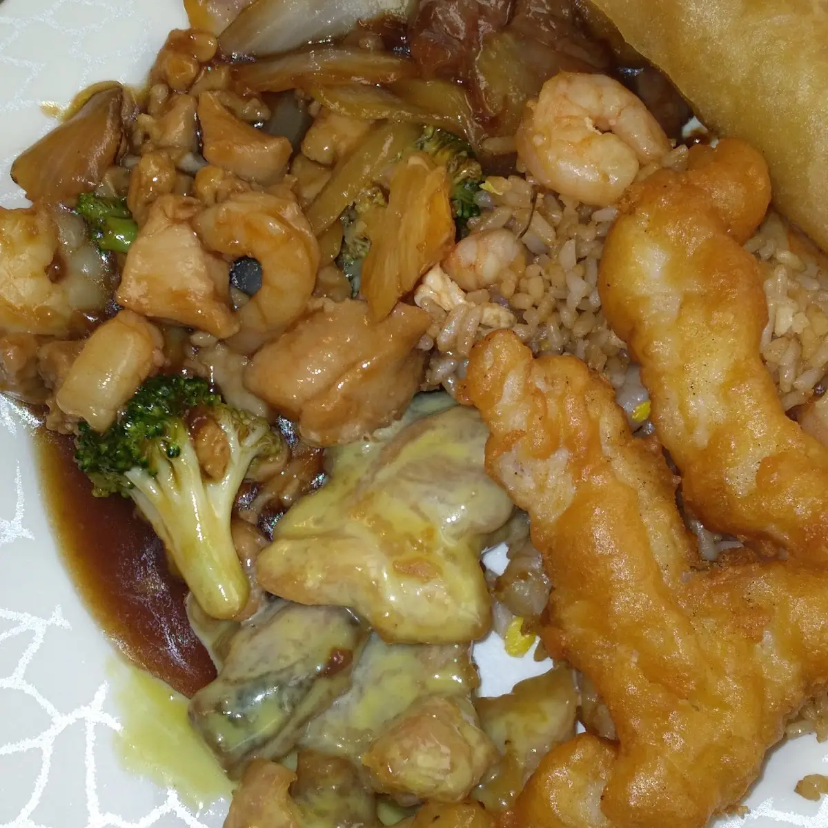 Spring Roll Orange Chicken Shrimp Fried Rice
