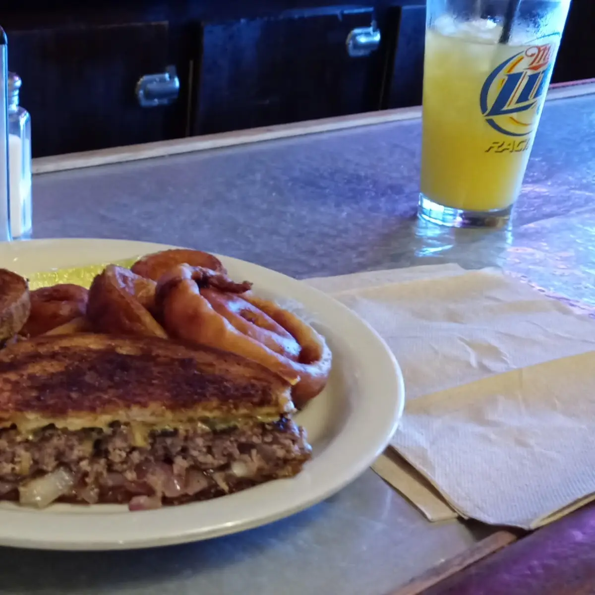 Patty Melt and Onion Rings