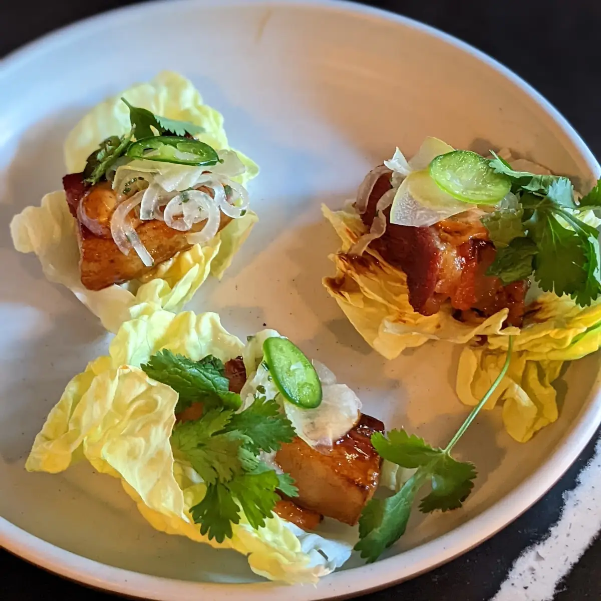 Smoked Pork Belly Lettuce Wraps