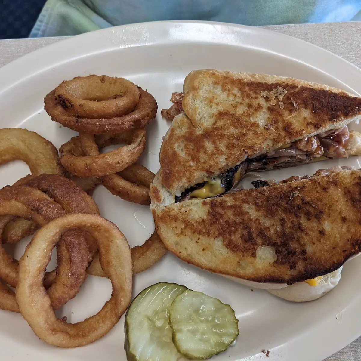 Grilled Ham and Cheese with Onion Rings
