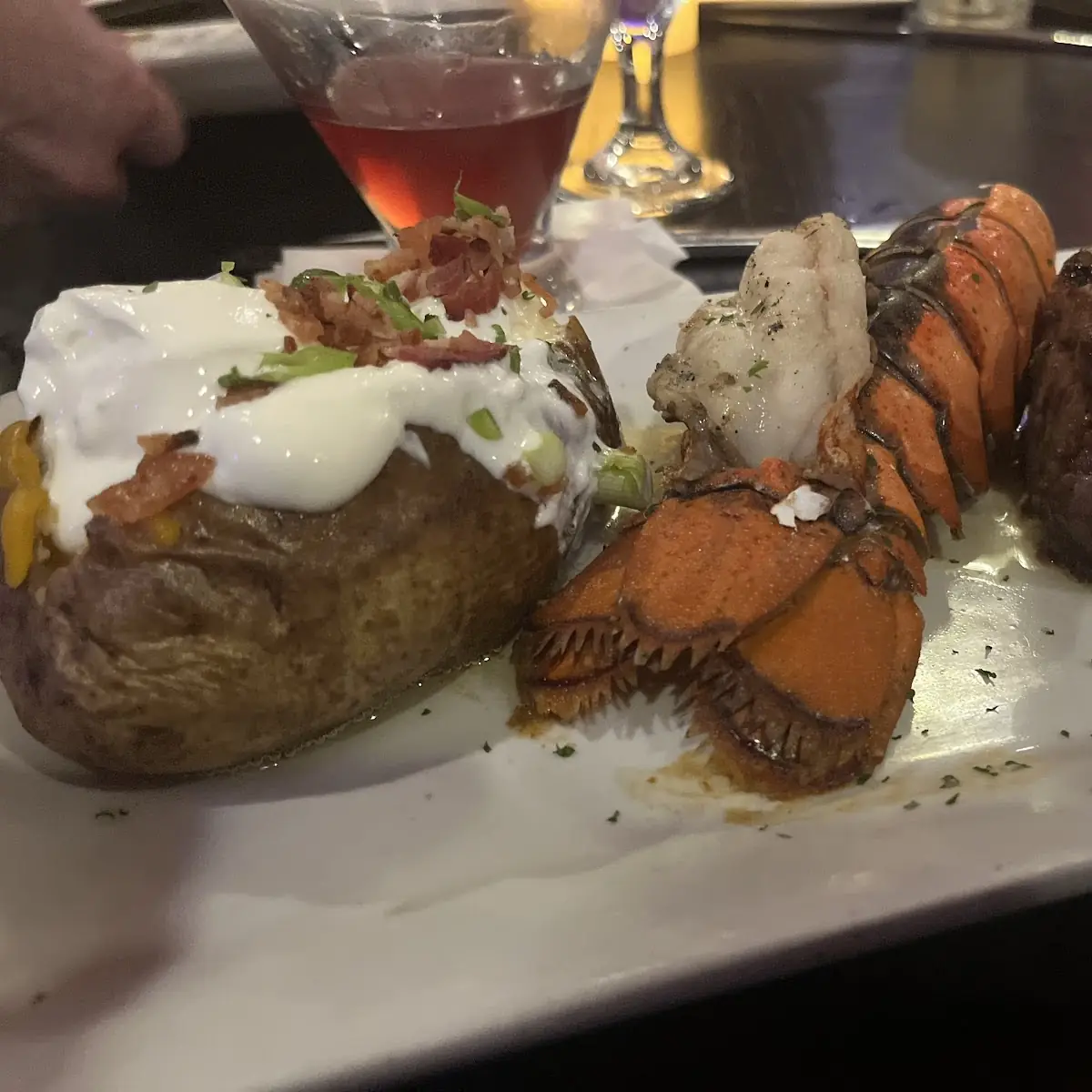 Steak and Fried Lobster Tail