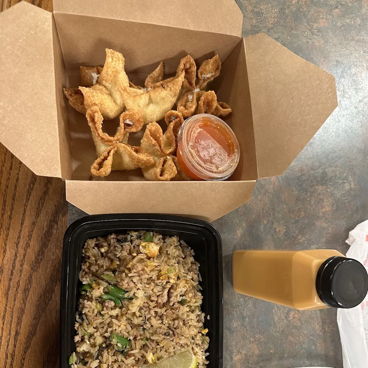 Pork Fried Rice and Thai Iced Tea
