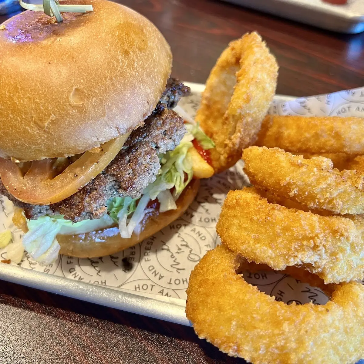 Classic Cheese Burger with Onions Rings