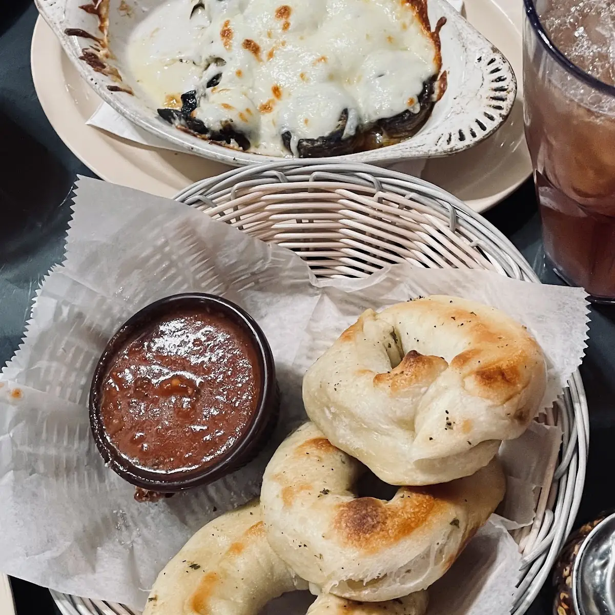 Garlic Bread and Stuffed Mushrooms