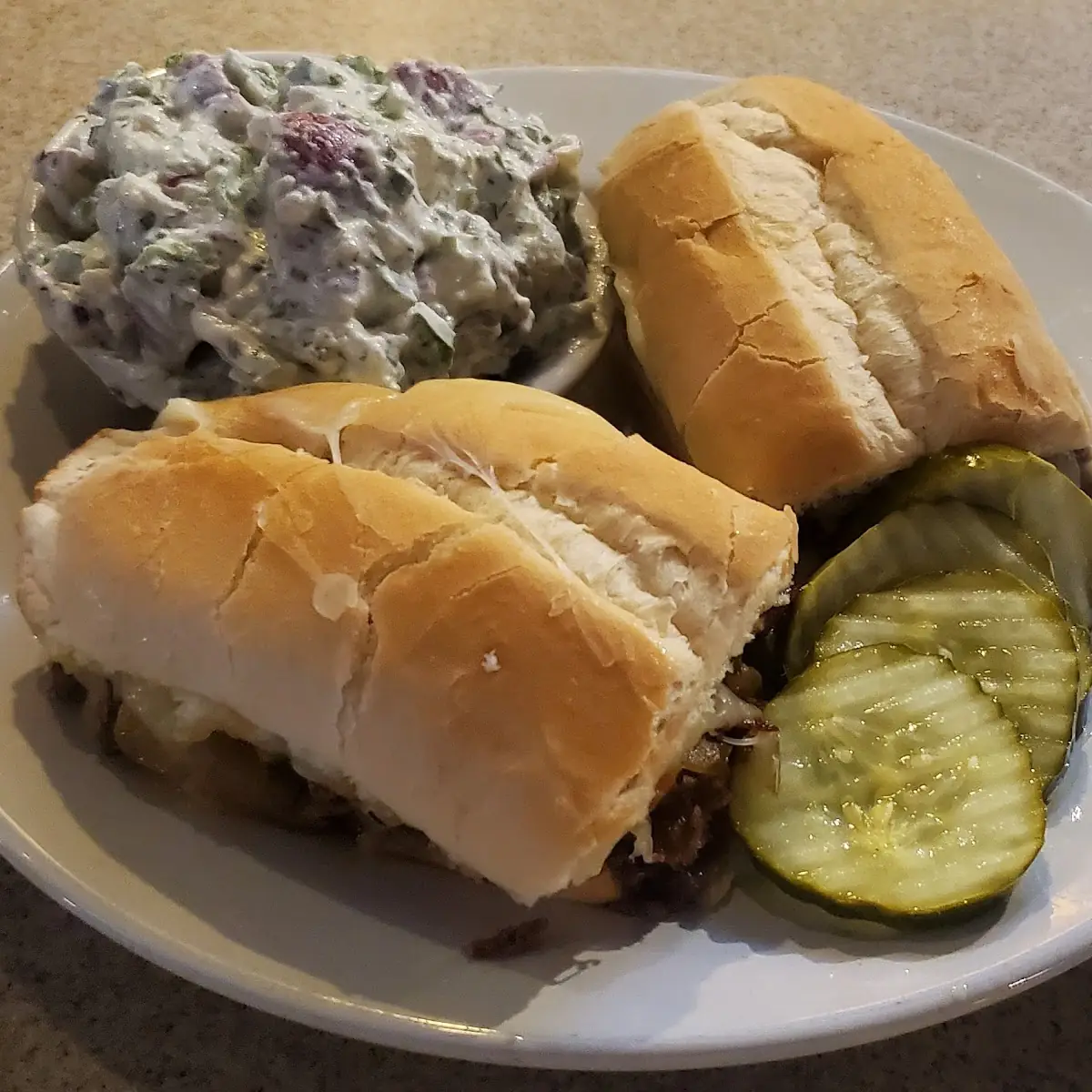 Philly Cheesesteak Sub with Potato Salad