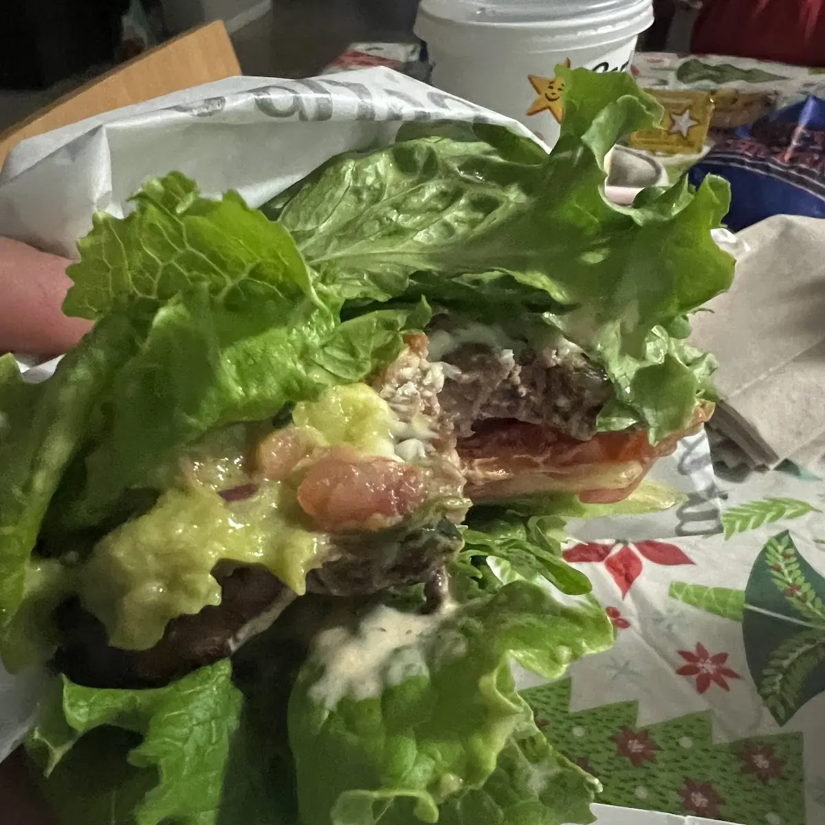Guacamole Bacon Burger Wrapped in Lettuce