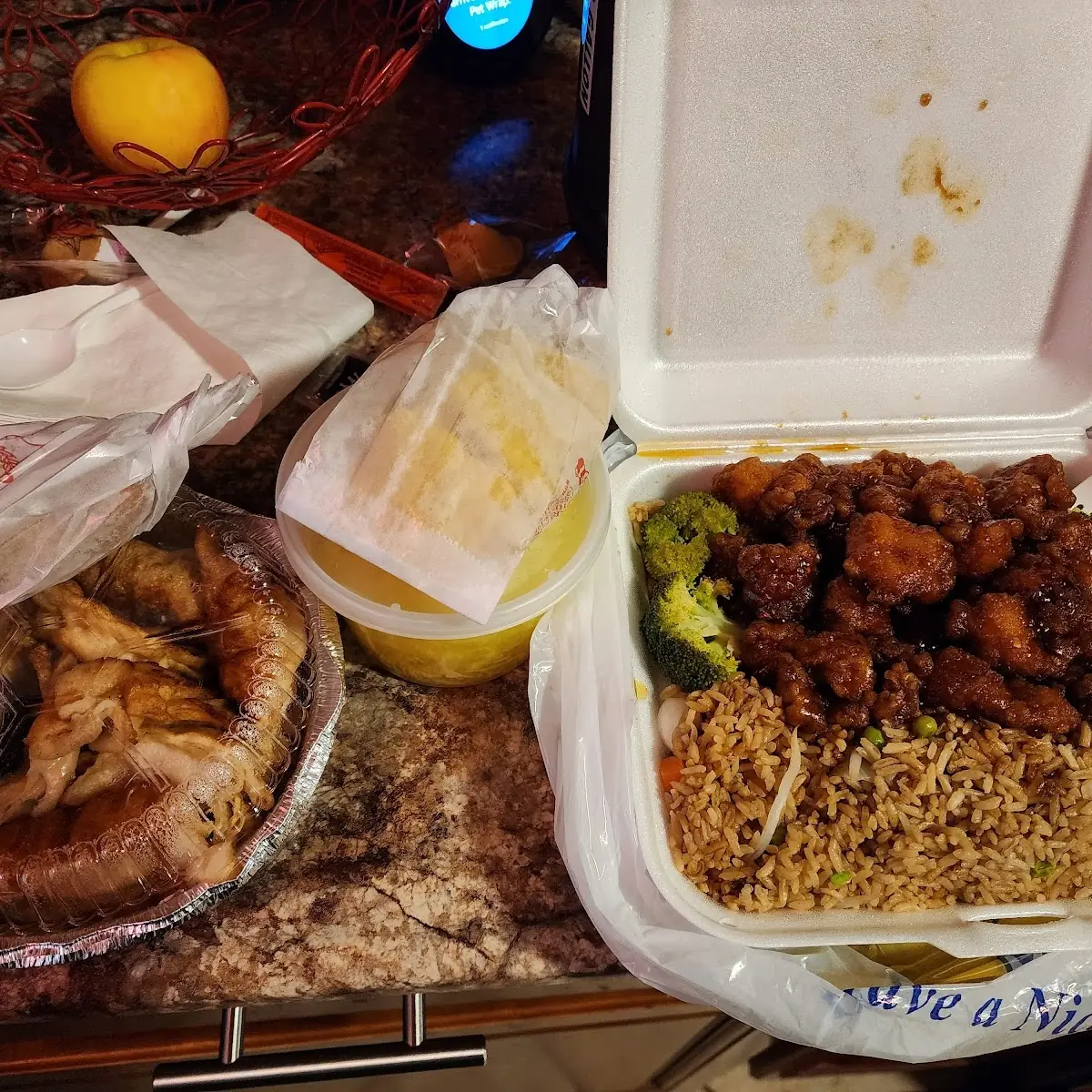 General TSO Chicken and Shrimp Fried Rice