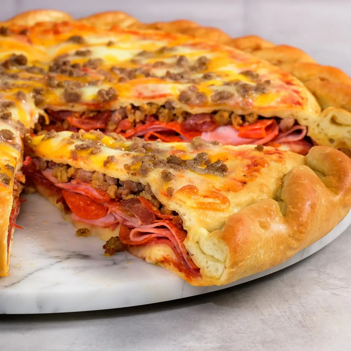 5-Meat Stuffed Pizza