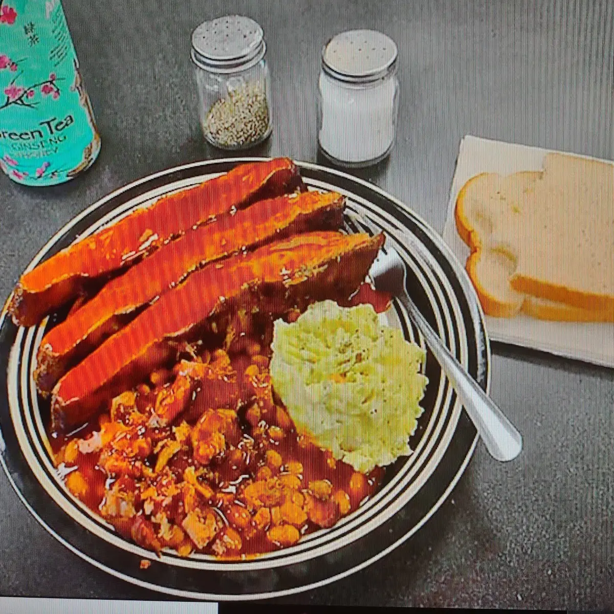 Ribs BBQ Beans Potato Salad