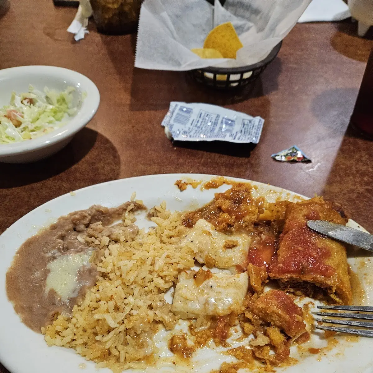 Tamale & Cheese Enchilada with Rice