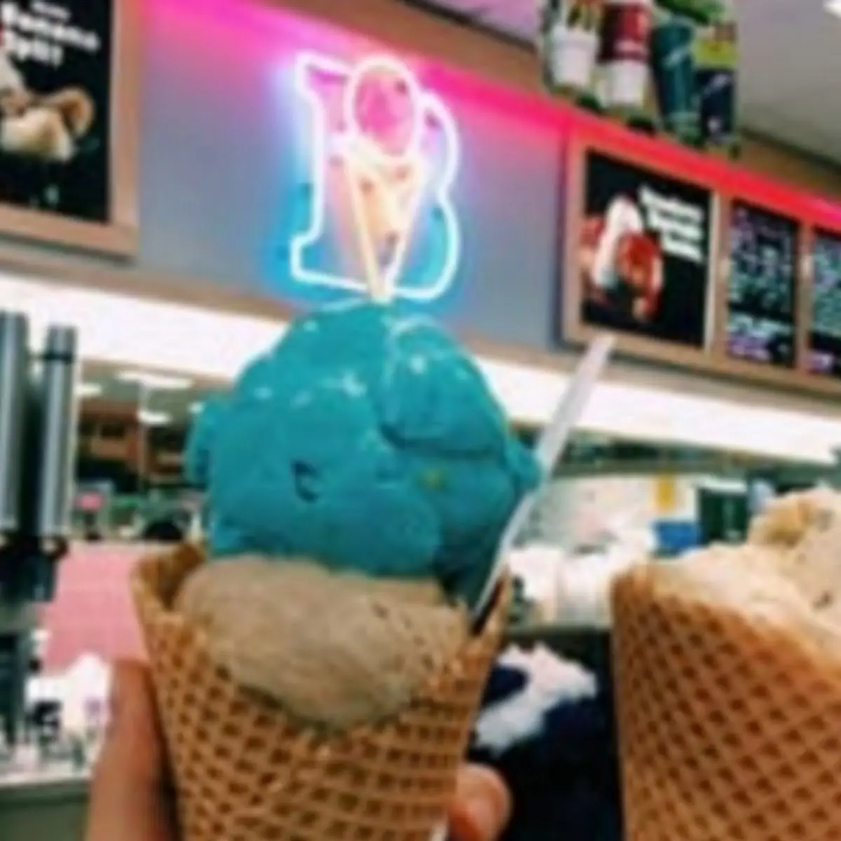 Blue Raspberry and Coffee Waffle Cone