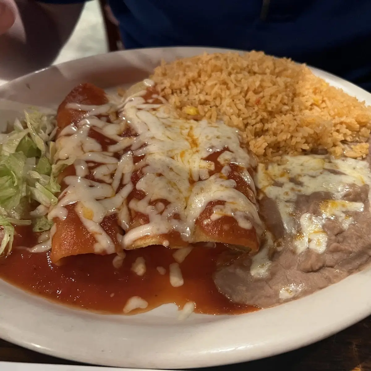 Enchilada with Beans and Rice