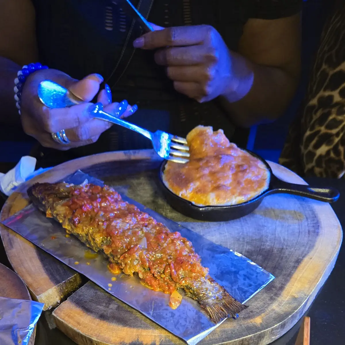 Grilled Branzino Fish and Mac Cheese