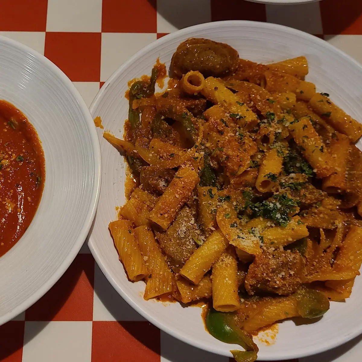 Sausage and Peppers with Side Meatballs