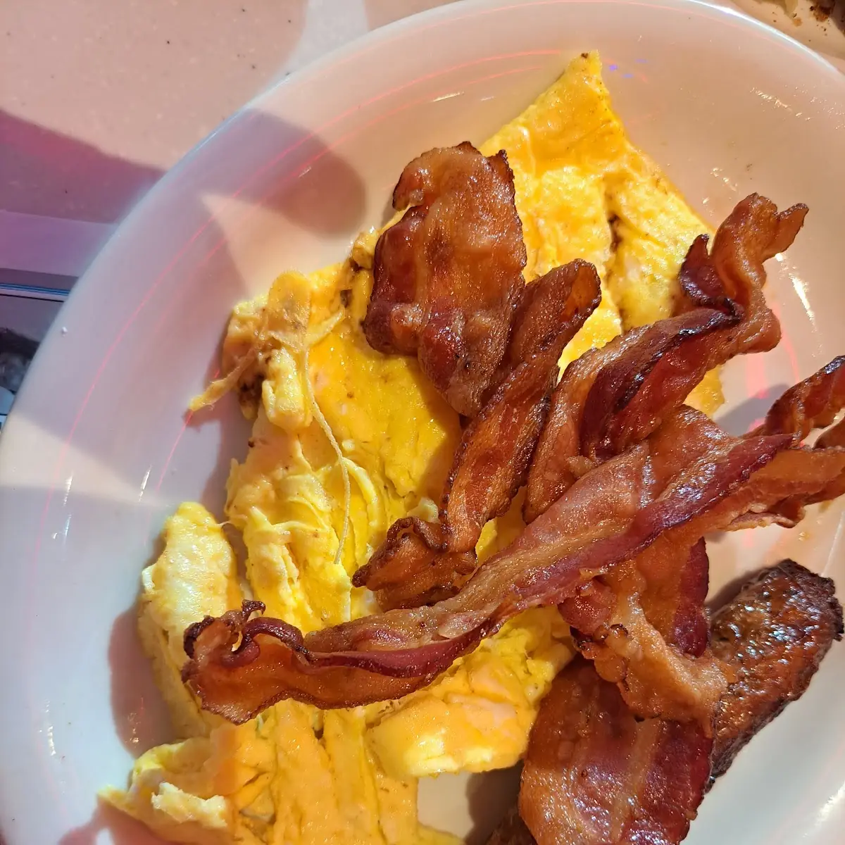 Scrambled Eggs and Crispy Bacon