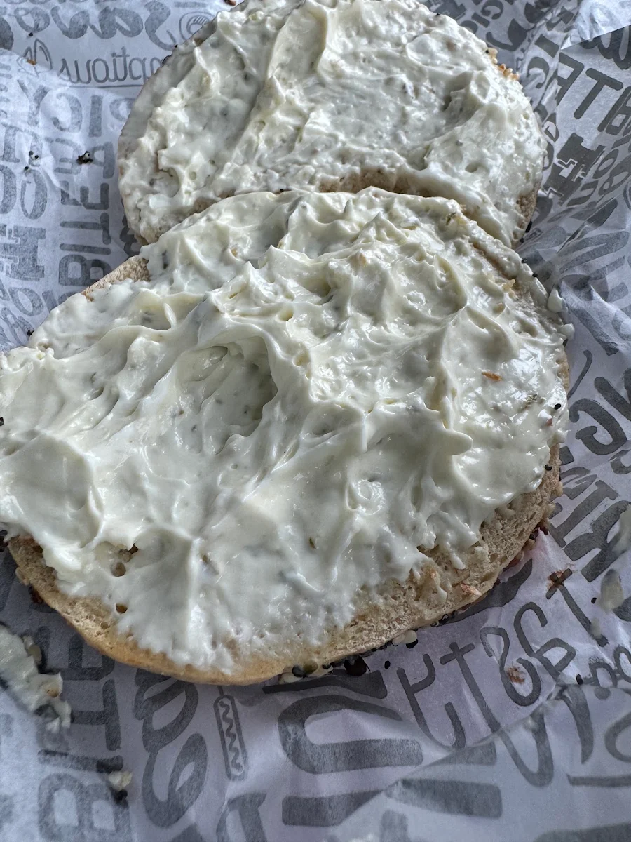 Everything Bagel with Pesto Garlic Basil Smear
