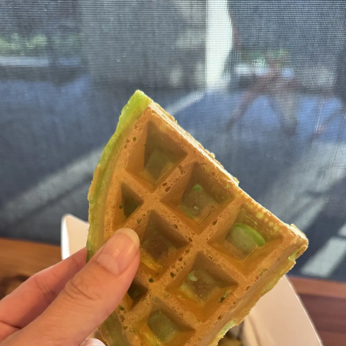 Pandan Waffle with Coconut Dipping Sauce