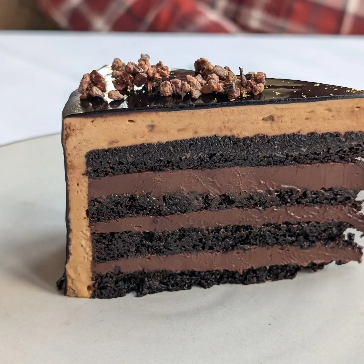 Layered Chocolate Cake on Plate