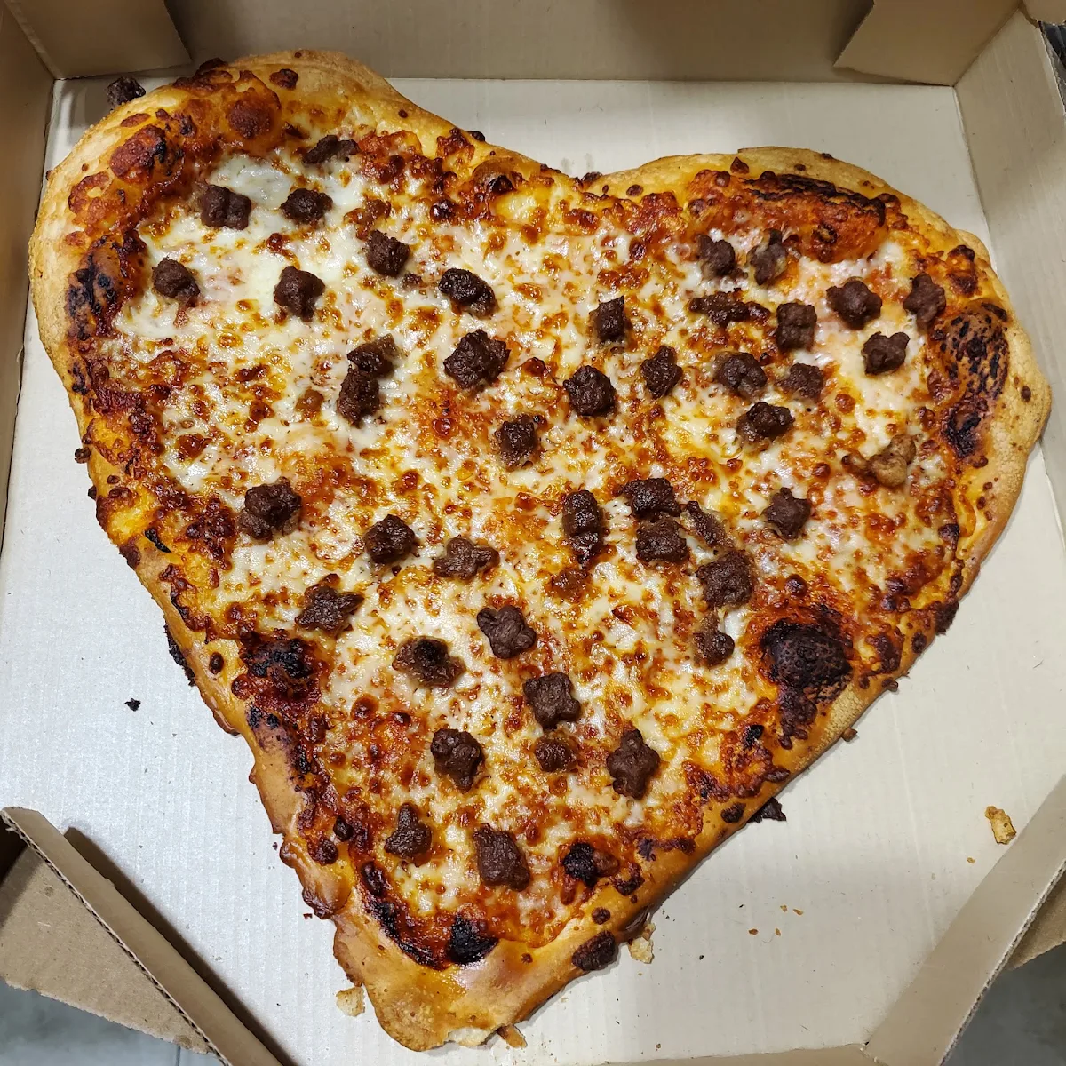 Heart Shaped Meat Pizza