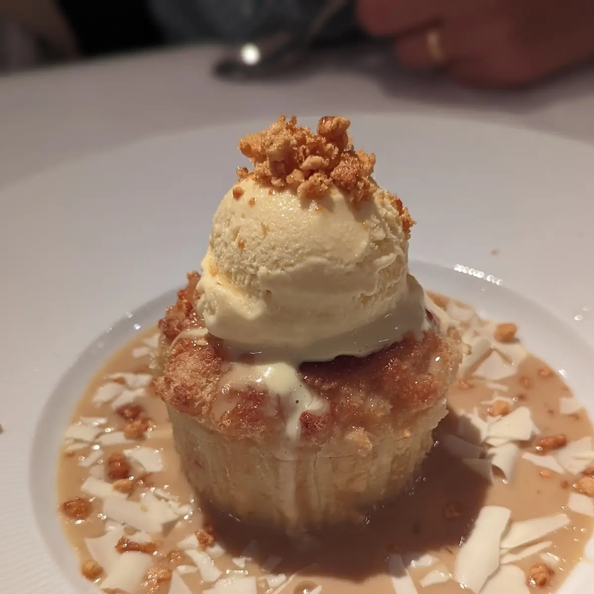 Warm White Chocolate-Brioche Bread Pudding