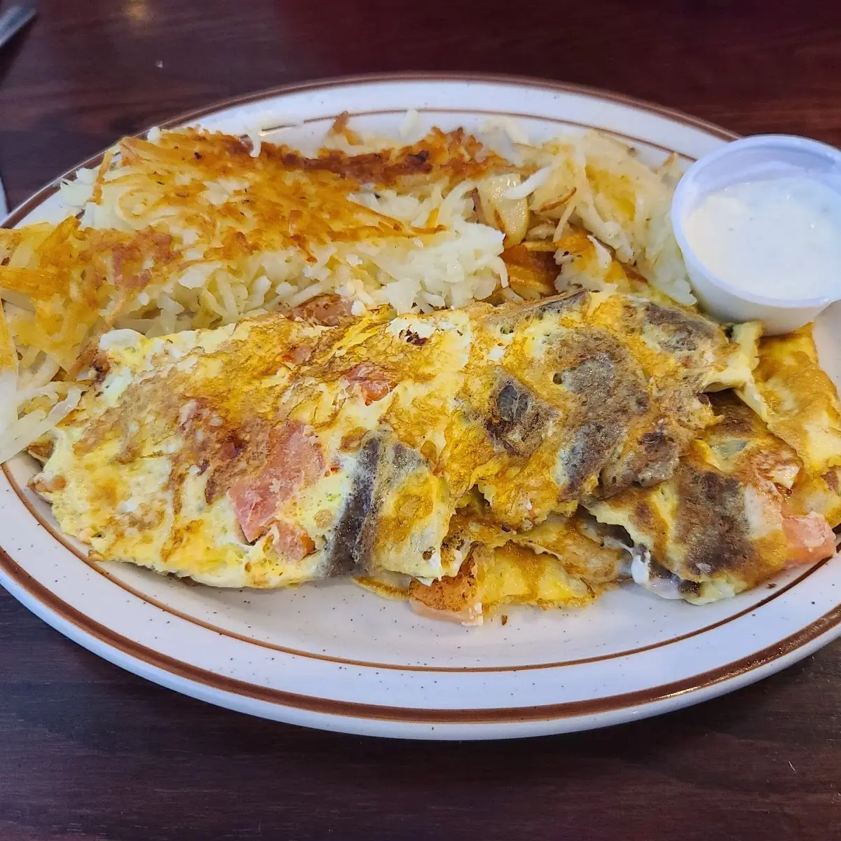 Hash Browns and Omelette
