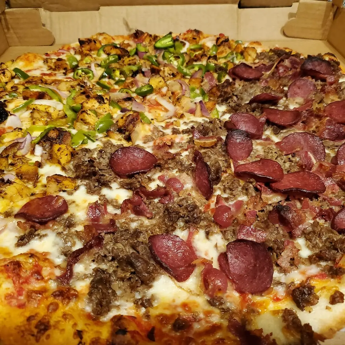 Half Chicken Tikka Half Meat Lovers Pizza