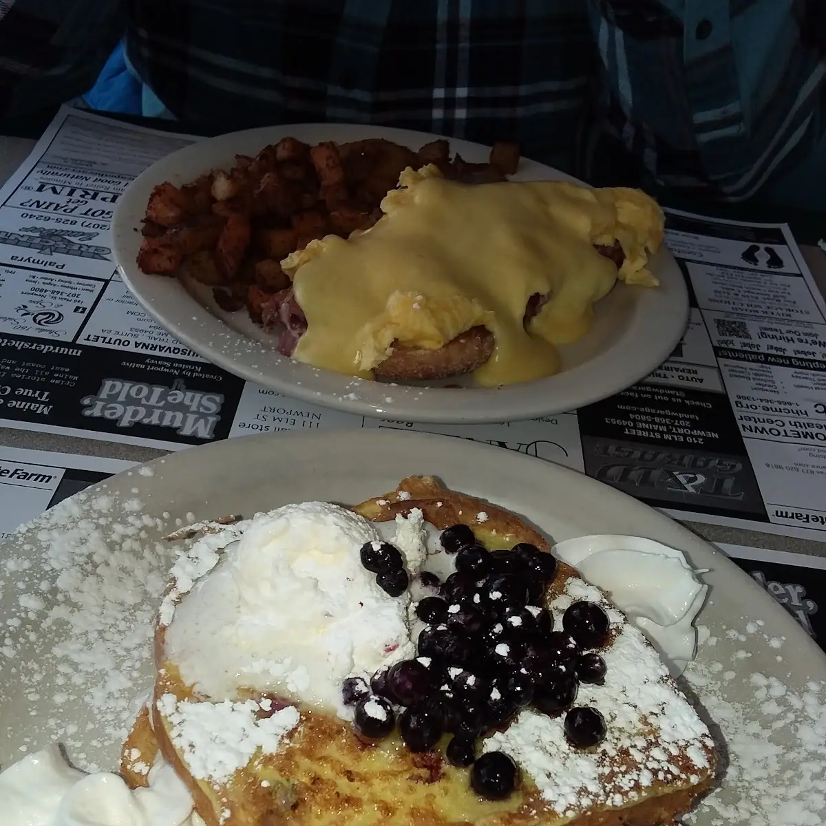 Stuffed French Toast & Eggs Benedict