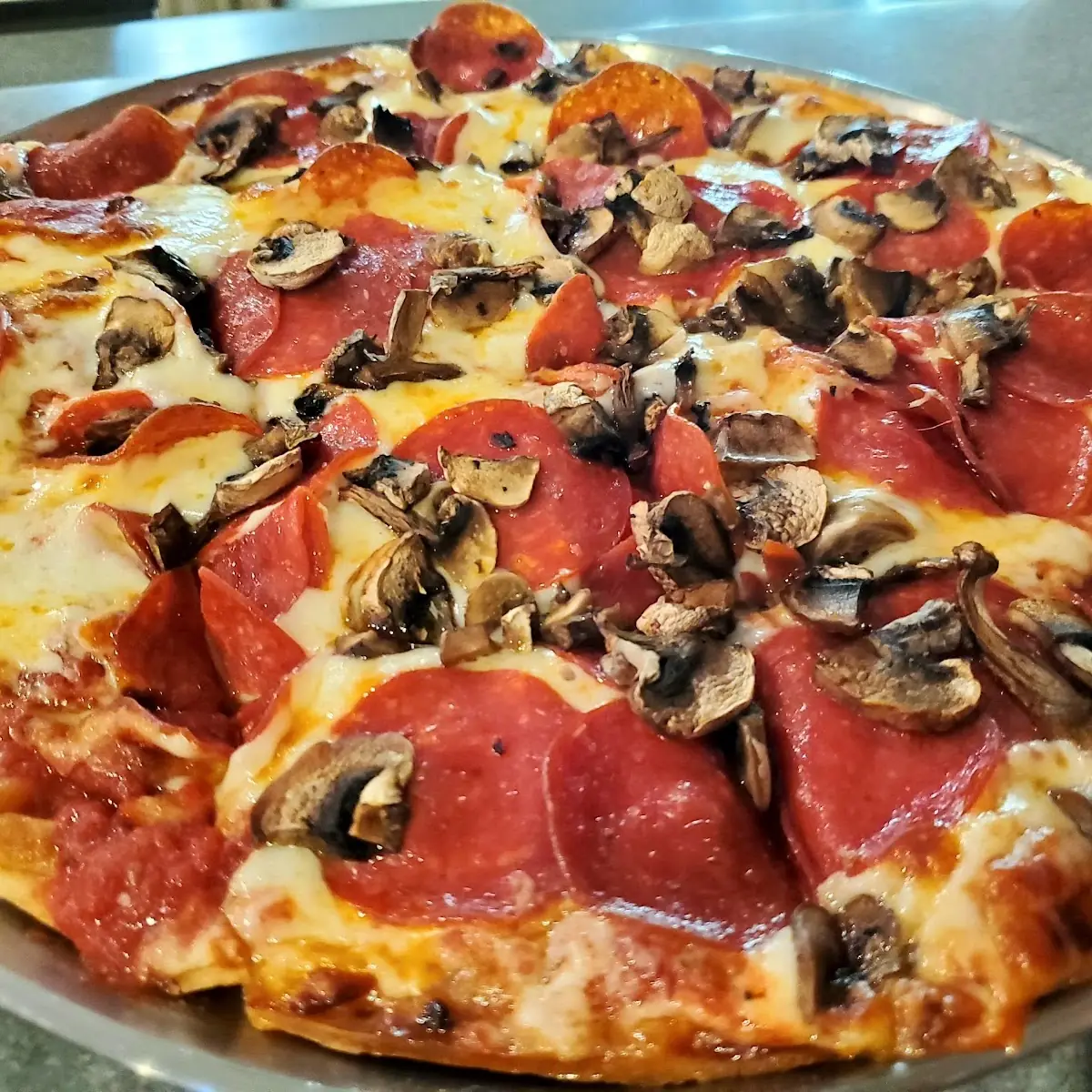 Pepperoni and Mushroom Pizza