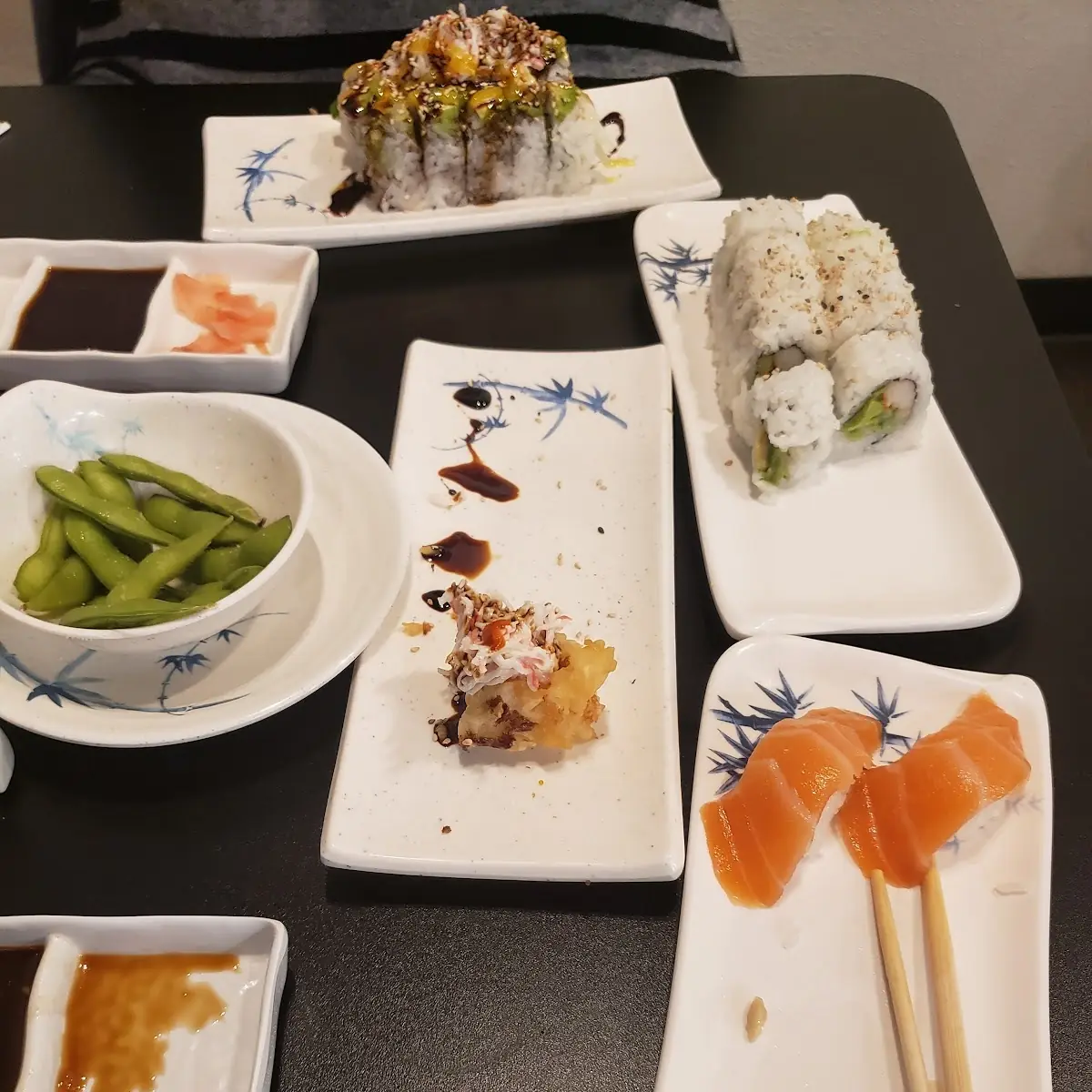 Salmon Nigiri and Edamame