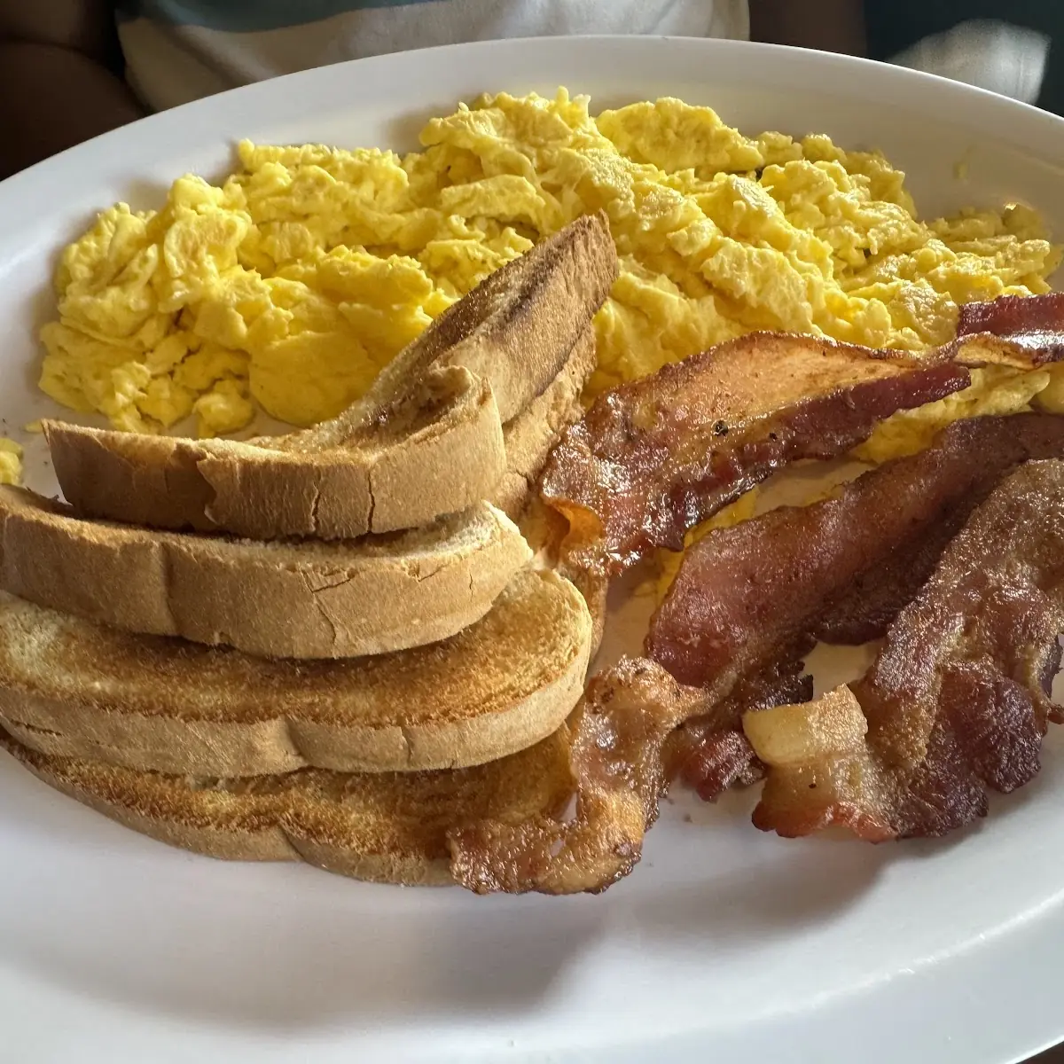 Scrambled Eggs Bacon and Toast
