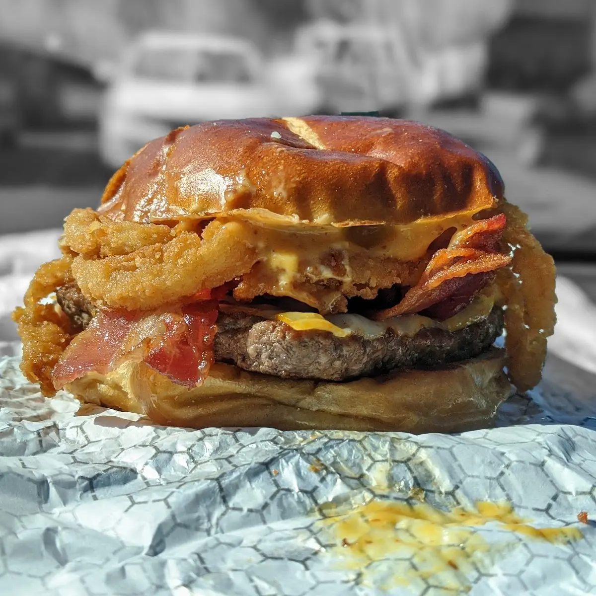 Pretzel Bacon Cheeseburger