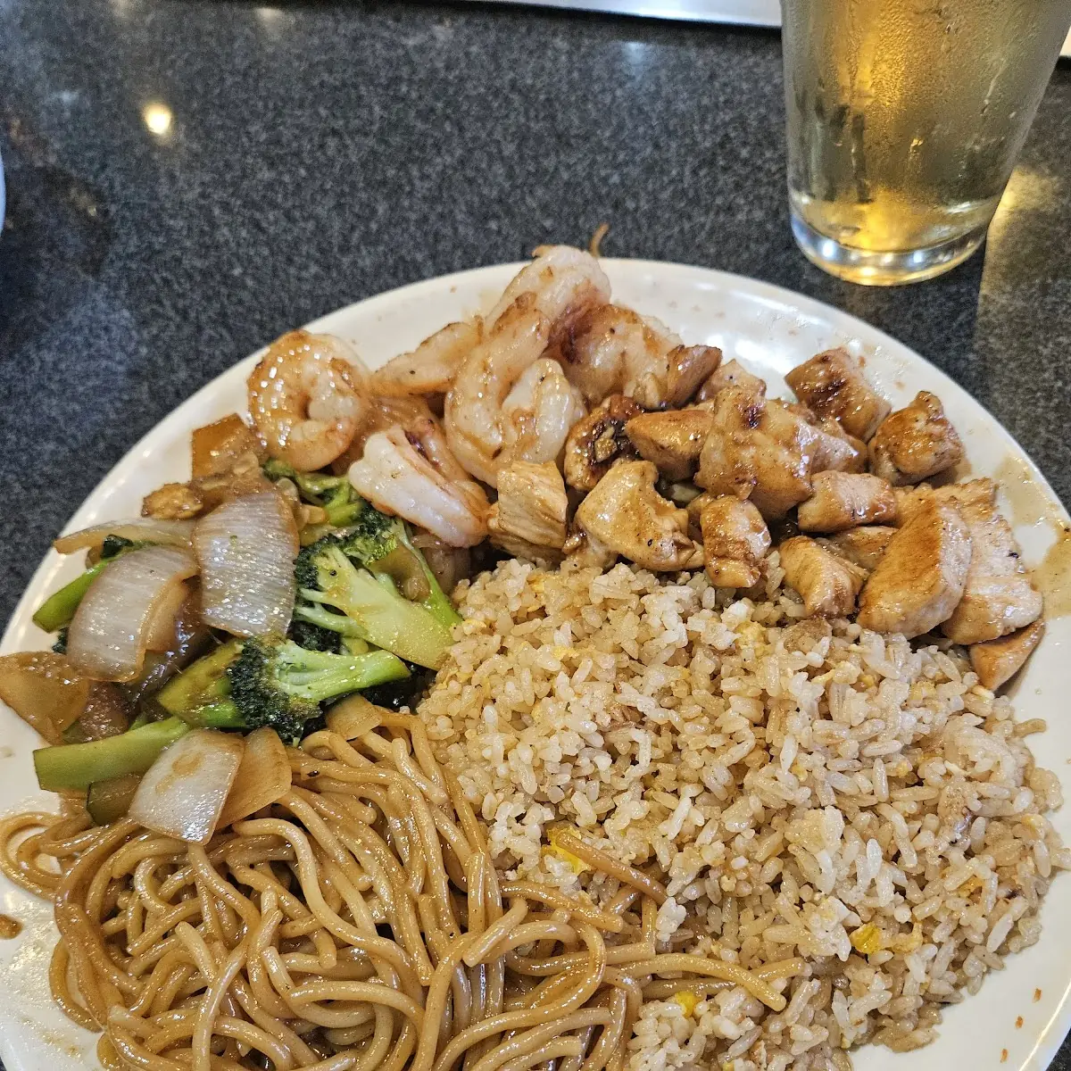 Steak Shrimp Fried Rice and Vegetables